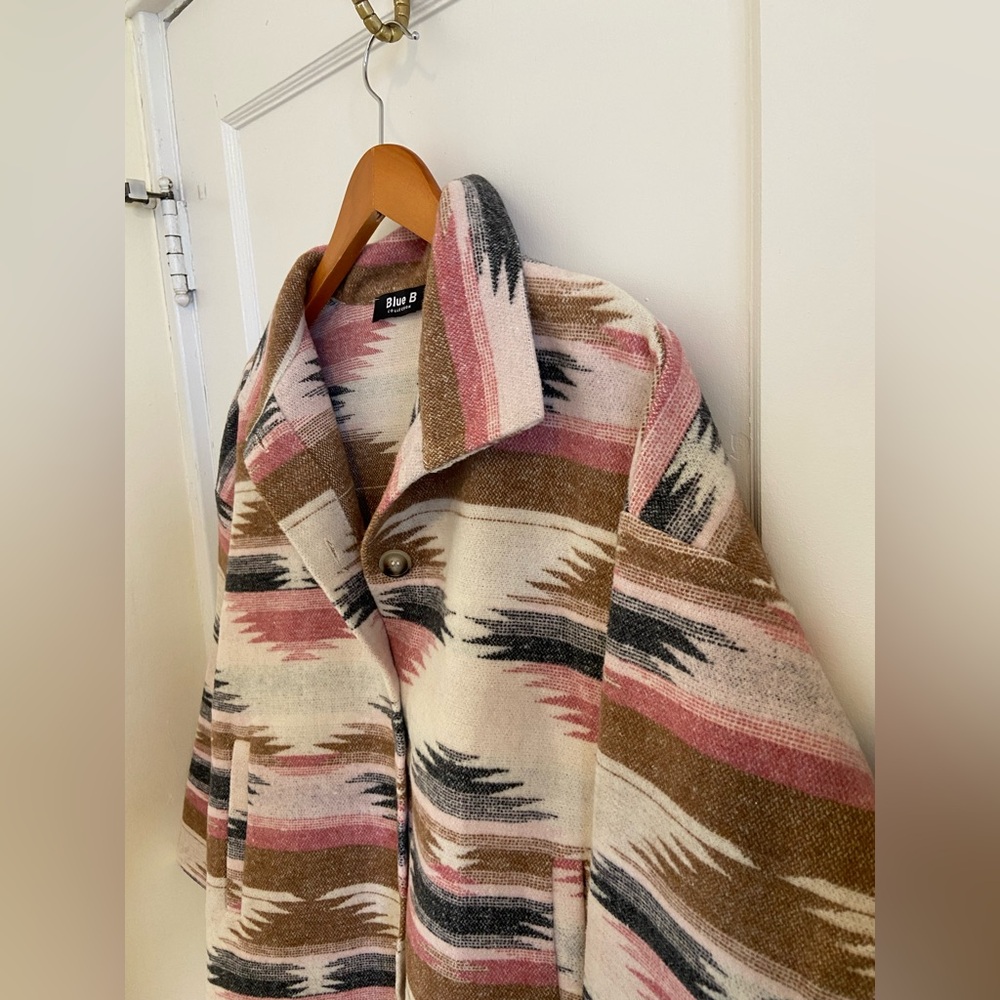 Blue B Aztec Southwestern Style‎ Button Up Shirt Jacket Small - Picture 7 of 14